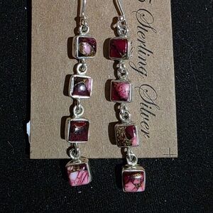 Rose Dahlia Dangle Earrings